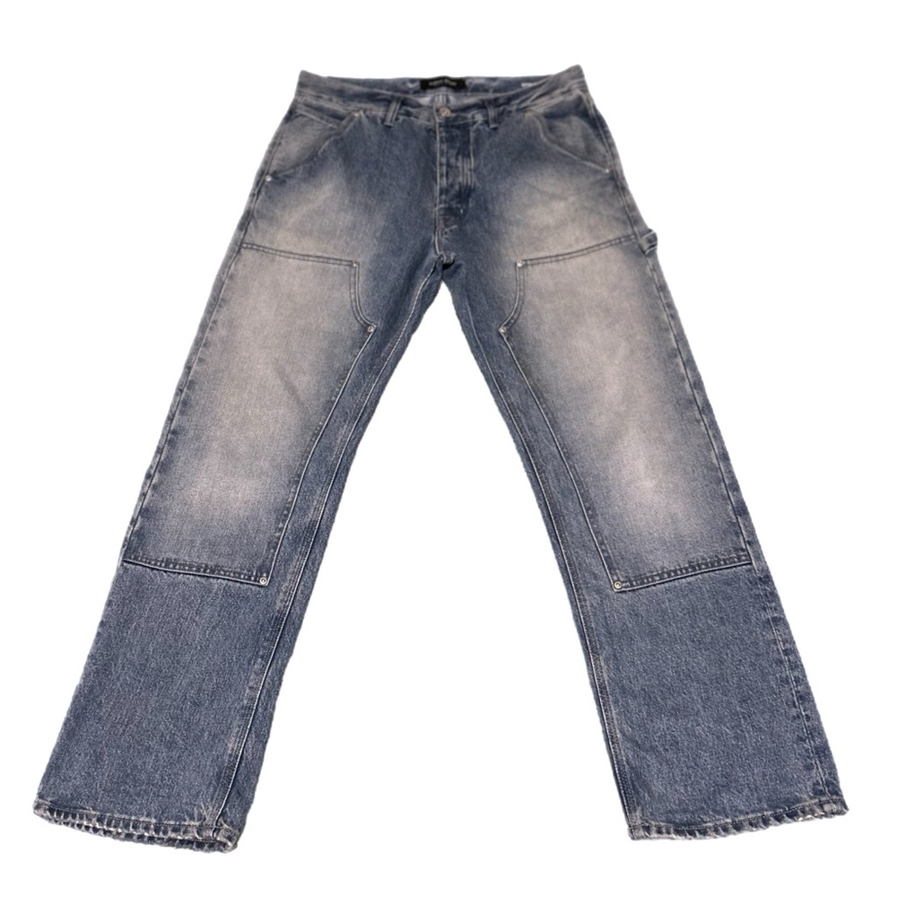 Relaxed Blue Denim Jeans with Distressed Details